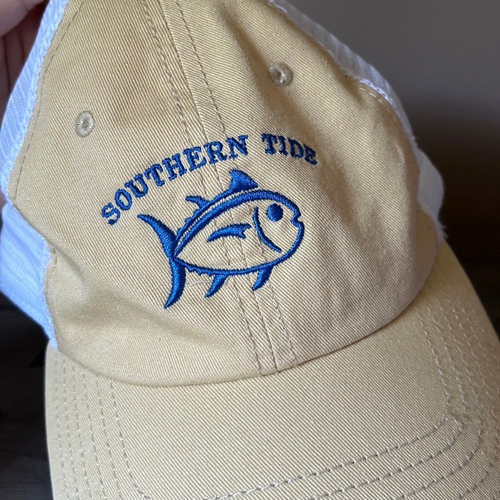 Southern Tide Yellow and Blue Fish Logo Trucker Hat
